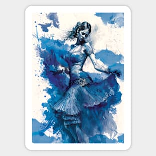 Flamenco Dancer - Watercolor Blue Sticker